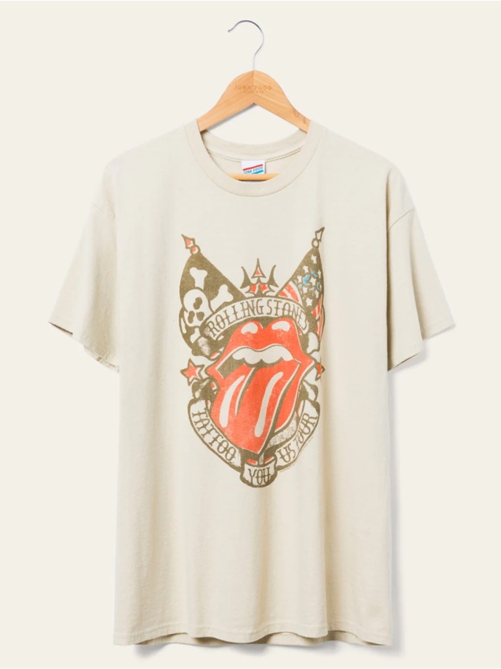 Junk Food Clothing The Rolling Stones Tattoo You US Tour Flea Market Tee S NWT